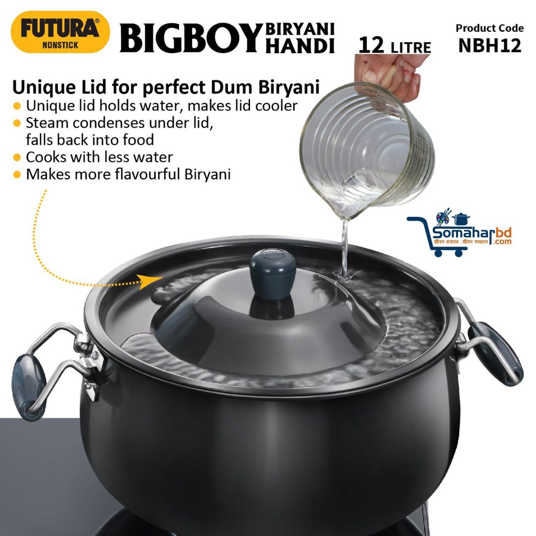 Hawkins Futura 12-Litre BigBoy Biryani Handi Hard Anodised With Lid. - Image 2