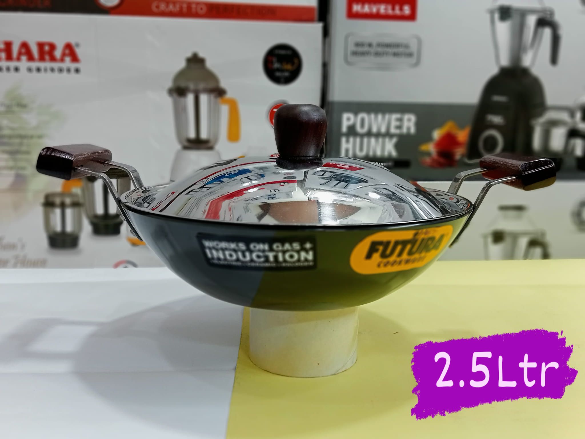 Futura Hard Anodised Deep Kadai 2.5 Liter With SS Lid induction Based.