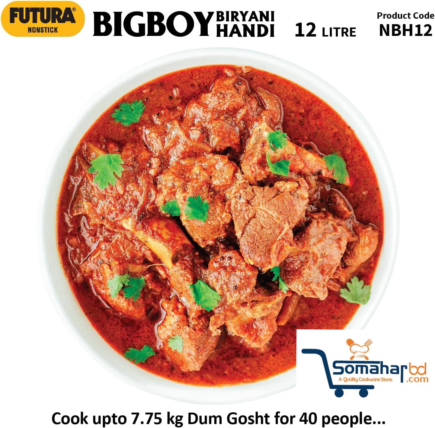 Hawkins Futura 12-Litre BigBoy Biryani Handi Hard Anodised With Lid. - Image 3