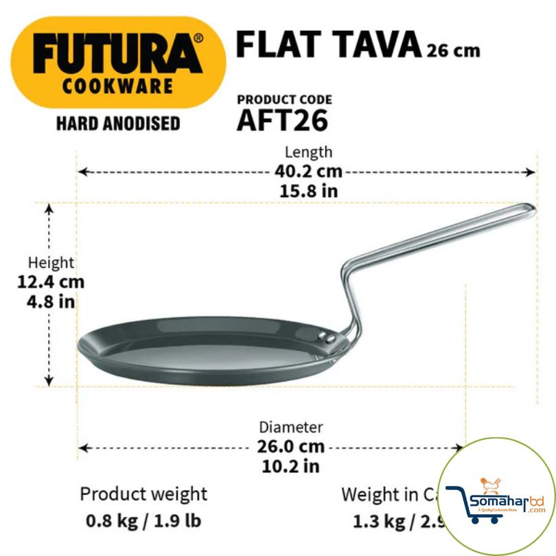 Hawkins/Futura Hard Anodised Flat Tava 26cm SS Lid Induction Based. - Image 3
