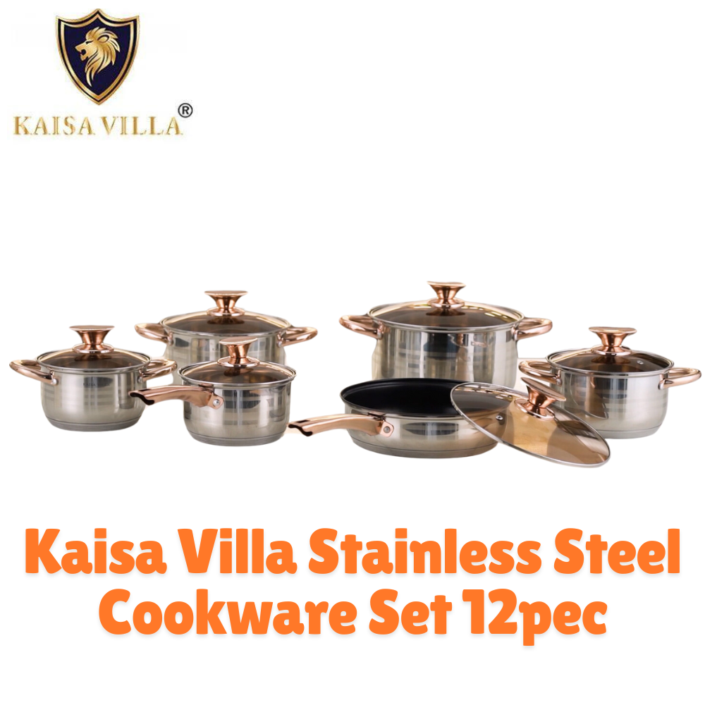 Kaisa Villa Stainless Steel Cookware Set 12pc With Lid KV-6618. - Image 2