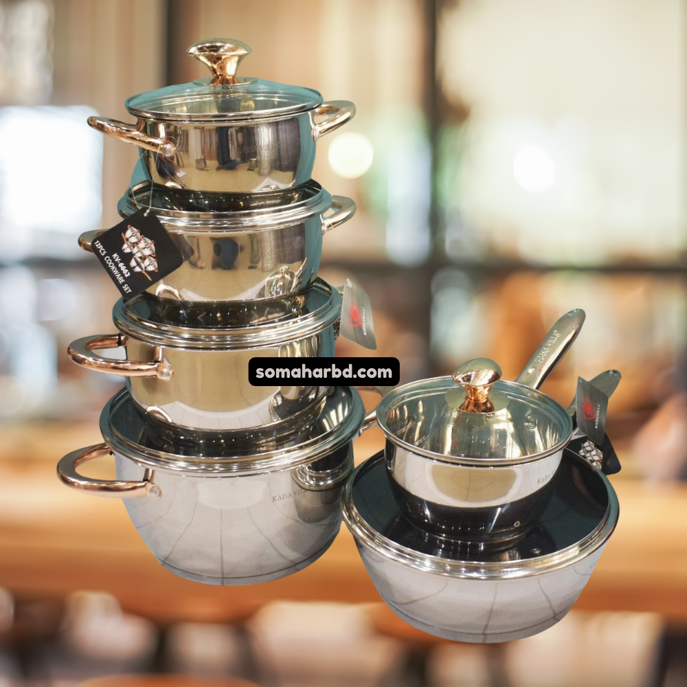 Kaisa Villa Stainless Steel Cookware Set 12pc With Lid KV-6618. - Image 4